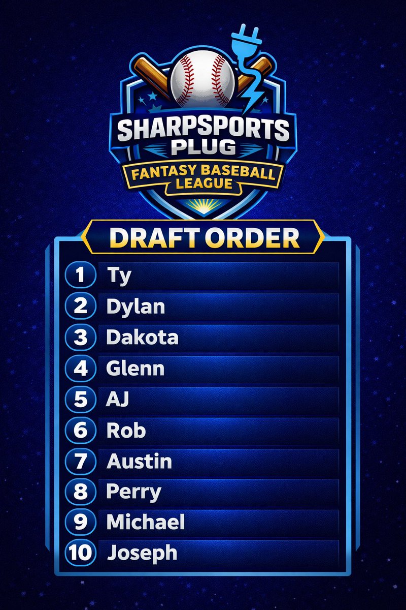 sharpsportsplug's tweet photo. The 1st annual SharpSportsPlug Fantasy Baseball League will be drafted on 3/22. 

Format: Yahoo H2H Points 

Randomized the order and cranked out the growth this morning! 

Will be posting updates throughout the season. https://t.co/WrWi0nU6i9