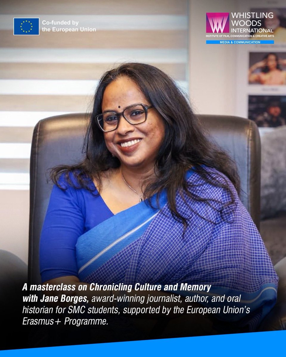 Whistling_Woods's tweet image. We were honoured to host author and oral historian, Jane Borges for a masterclass on Chronicling Culture &amp;amp; Memory, as part of the European Union’s Erasmus+ Programme.

#whistlingwoodsinternational #dowhatyoulove #masterclass