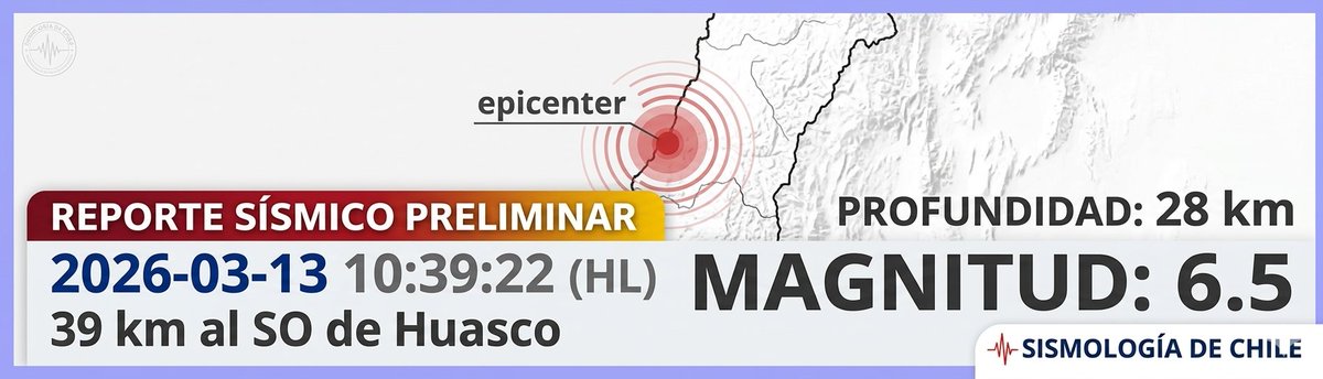LuisFAKLV's tweet photo. Potente sismo 6.5 Huasco Chile a las 10:39 temblor terremoto sismo https://t.co/ol3nYJmbRn