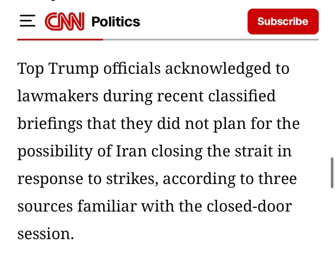 As Chairman of the Intelligence Committee, let me make clear:  whoever leaked this lied. 

CNN should do some fact-checking. 

The U.S. has planned for Iran to try to close the strait for decades.