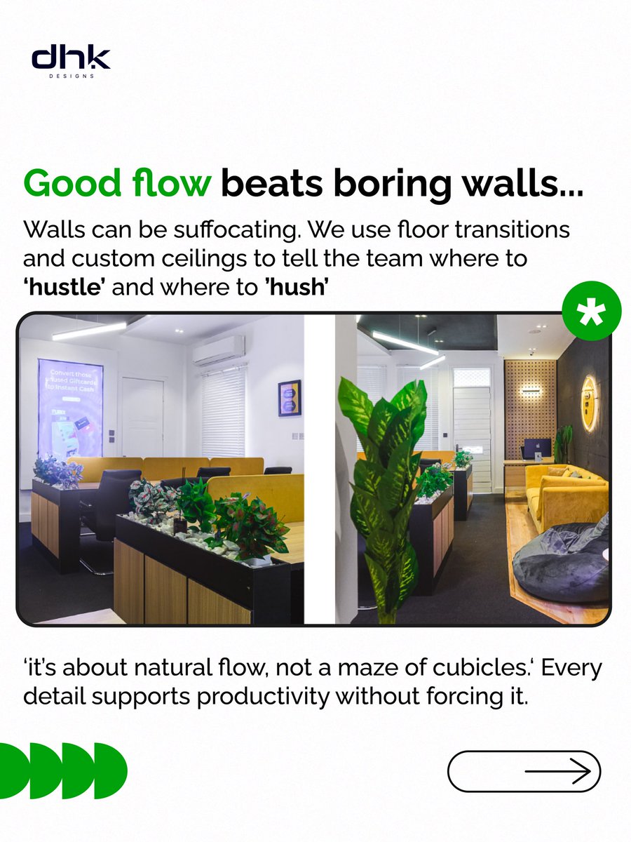 dhkdesigns_'s tweet image. Ever wonder why some offices just ‘work’?
That’s the power of thoughtful design.

At DHK, our goal is to create spaces that work as hard as your team does.
#interiordesigners #office #architecture