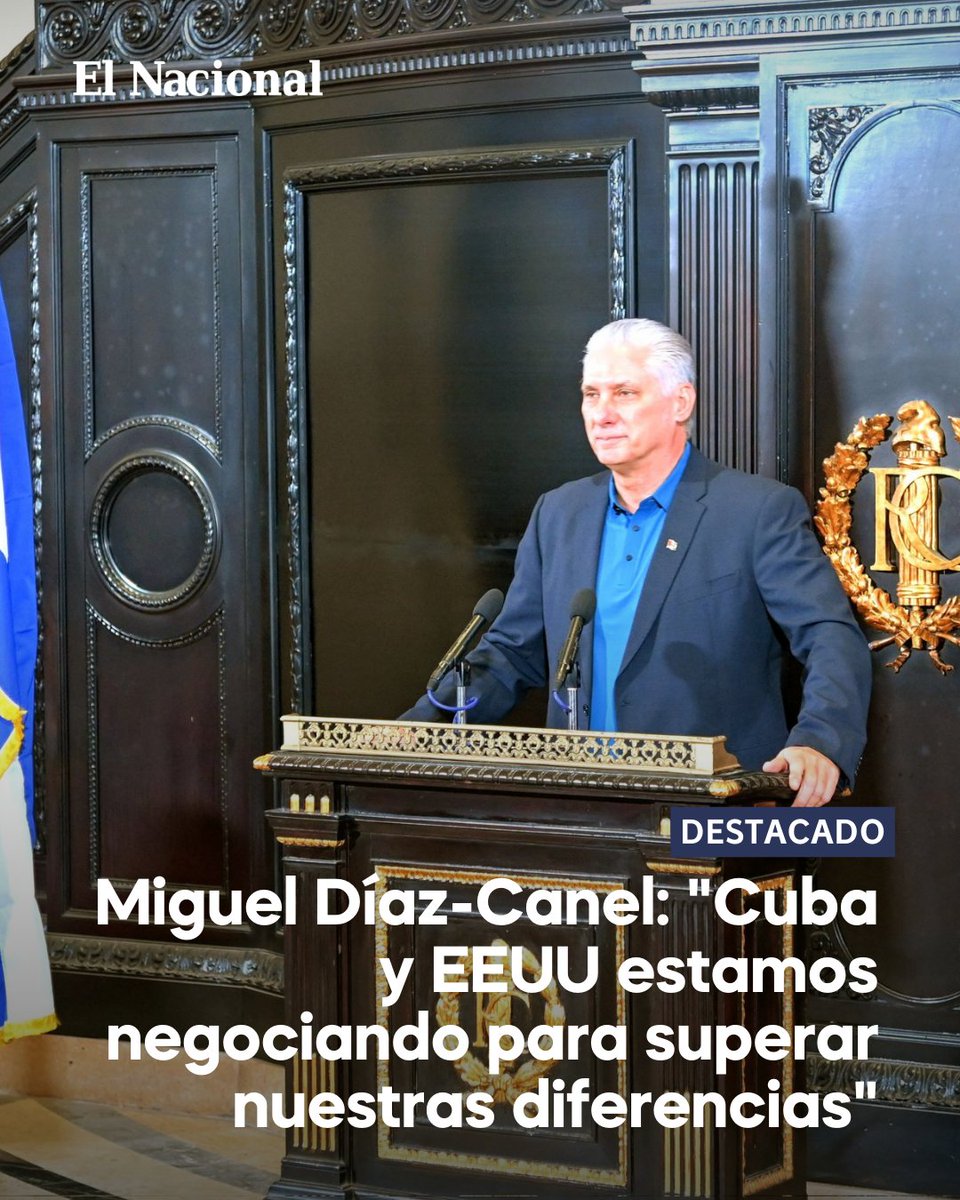 HISTÓRICO | 🇨🇺🇺🇲

 🔹El presidente de Cuba, Miguel Díaz-Canel, citando además al Comandante del Ejército, confirmó que se encuentra en negociaciones con EEUU para "solucionar nuestras diferencias"

🔹En principio, se trataría de alguna forma de alivio comercial y económico ante