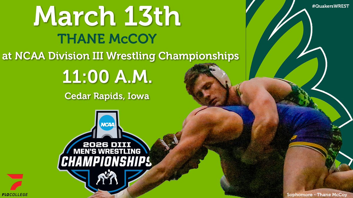 DubCQuakers's tweet photo. Thane McCoy suits up for the Quakers today at the NCAA Division III National Championships beginning at 11:00 AM (ET) in Iowa! @DubC_Wrestling #QuakersWREST #WeAreDubC #experiencewilmingtoncollege

📃(TOURNAMENT PAGE): https://t.co/5cBiPwT0mh https://t.co/LKXCSiAMgt