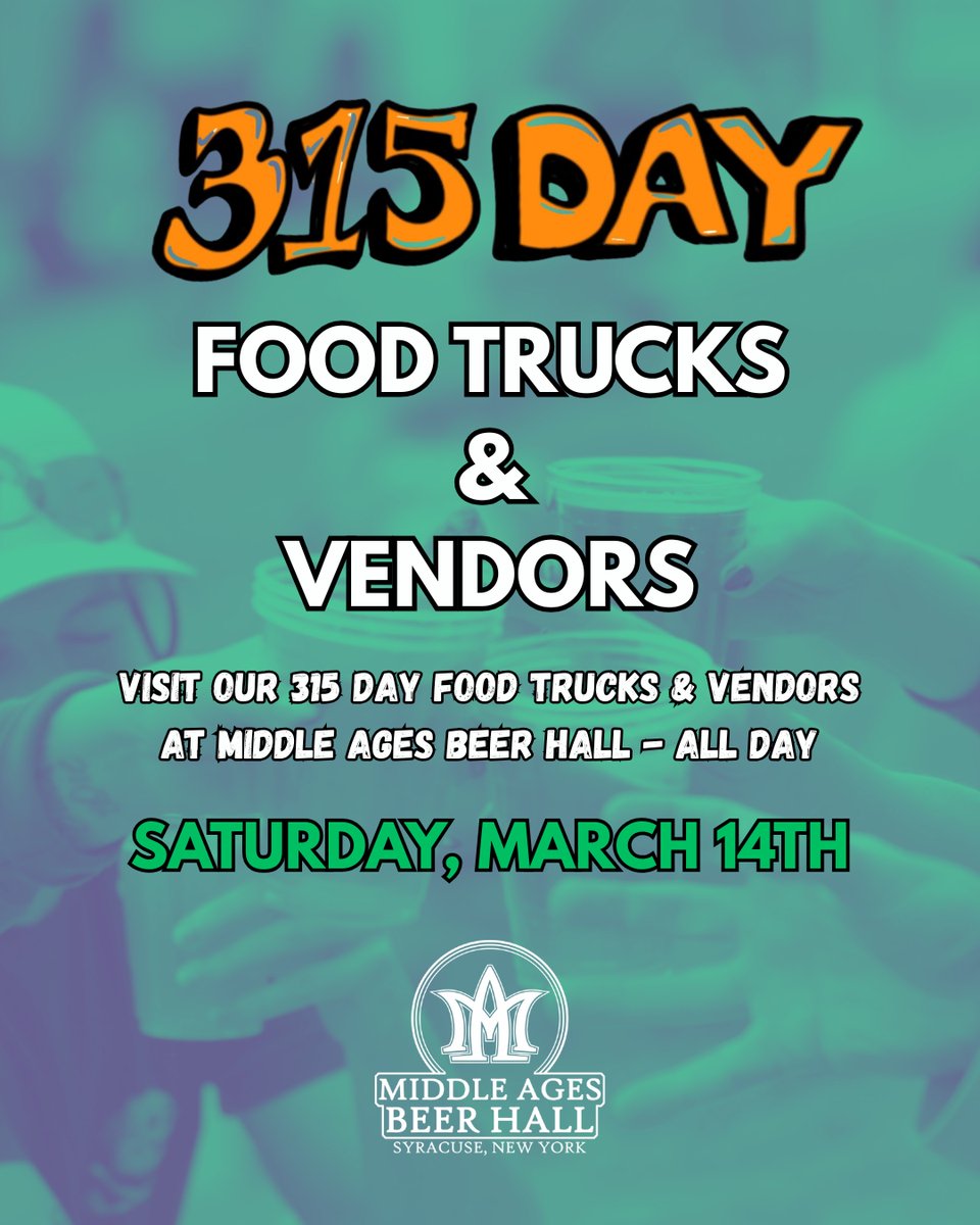 TheScore1260's tweet photo. 315 Day is TOMORROW.

Local vendors throughout Middle Ages Beer Hall + food trucks outside all day.

Shop local. Eat local. Celebrate local.

Details at https://t.co/XmVDqwem3Q 👉 https://t.co/cSDGfrTIzK

#315Day #Syracuse #CNY https://t.co/iNBEpuLdU4