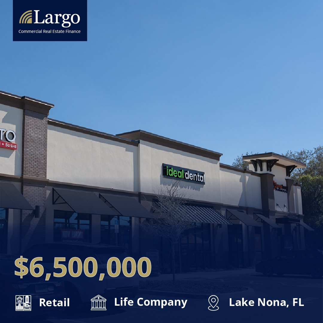 Largocapital's tweet image. Ian Fitzgerald arranged $6.5M in permanent financing for a Class-A retail property on Narcoossee Road in Lake Nona, FL.
20,256 SF | Strong national &amp;amp; regional tenants | Growth corridor location.
#LargoCapital #RetailFinancing #LakeNona #CREFinance