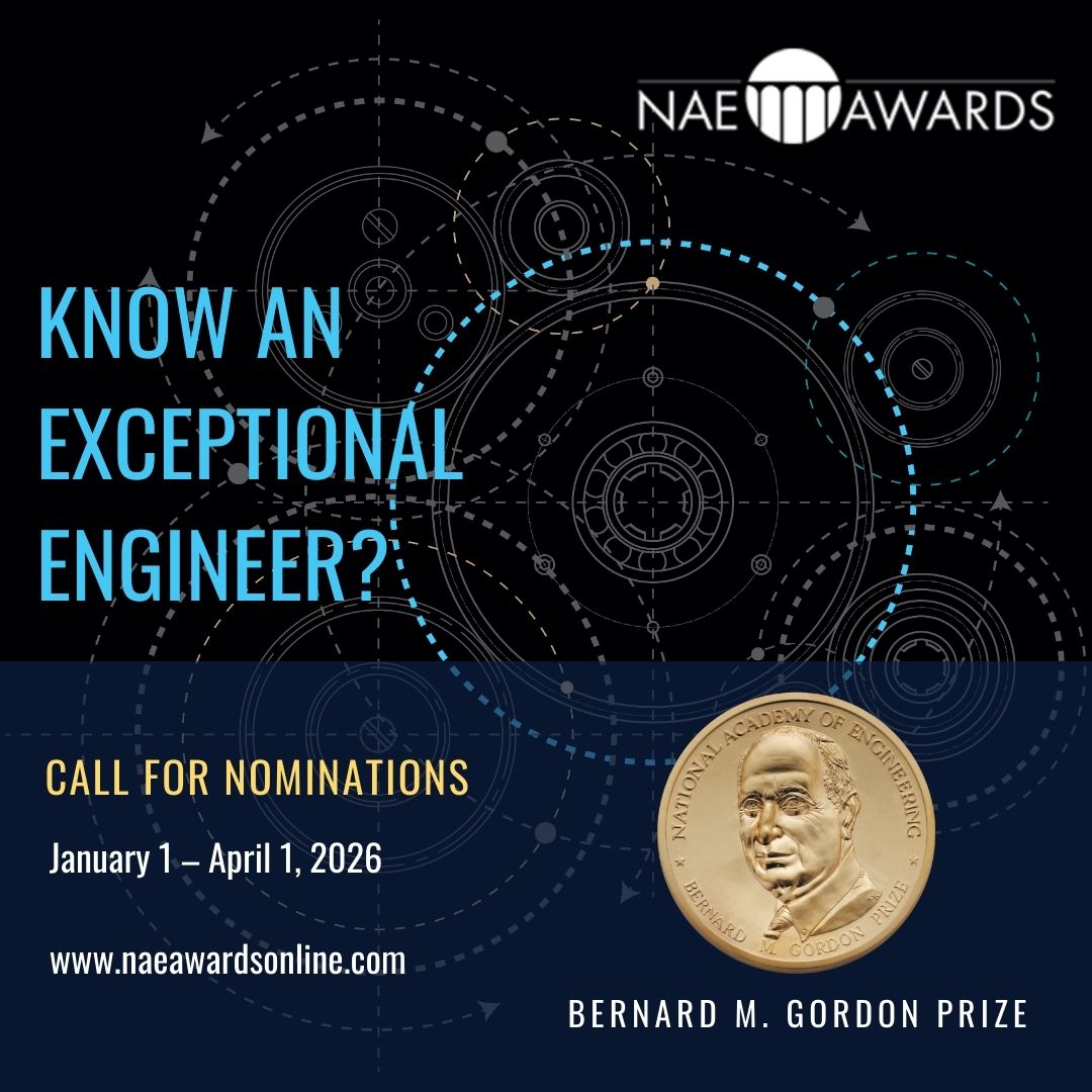 NAE_Awards's tweet photo. Engineers who redefine education pave the way for future generations. The Gordon Prize honors those who have innovated how engineers learn and grow. 

Submit your nomination!
https://t.co/scNiVuODHp

#NAEAwards #Innovation #Education https://t.co/Sn6Q9xmhMU