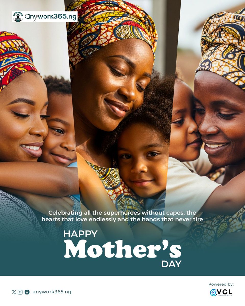 anywork365's tweet photo. To the real superheroes without capes, the mothers who love endlessly and give tirelessly.
Happy Mother’s Day. ❤️

#mothersday #anywork365 #celebratingmothers #supermom #africanwomen https://t.co/9k5Txigbwg