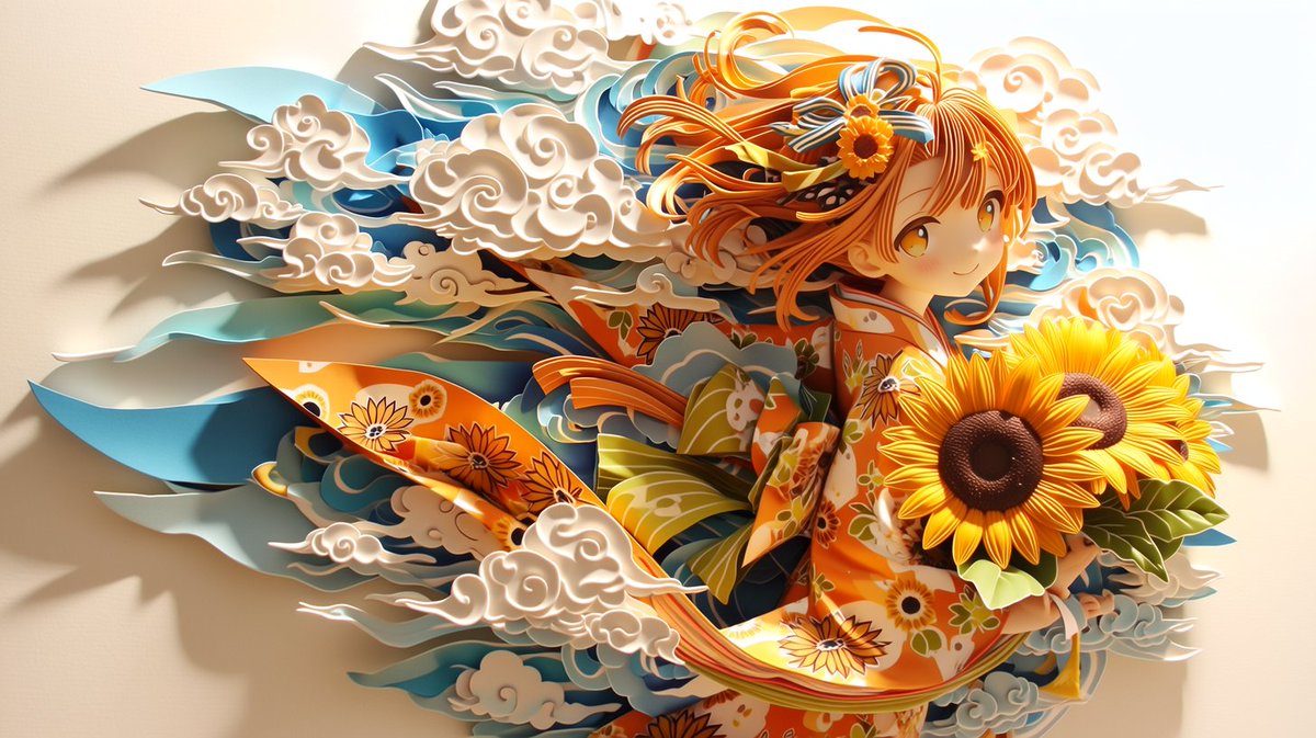 休日を楽しんでいらっしゃいますか？♪
ひまわりが似合うお友達の絵をどうぞです🌻💖