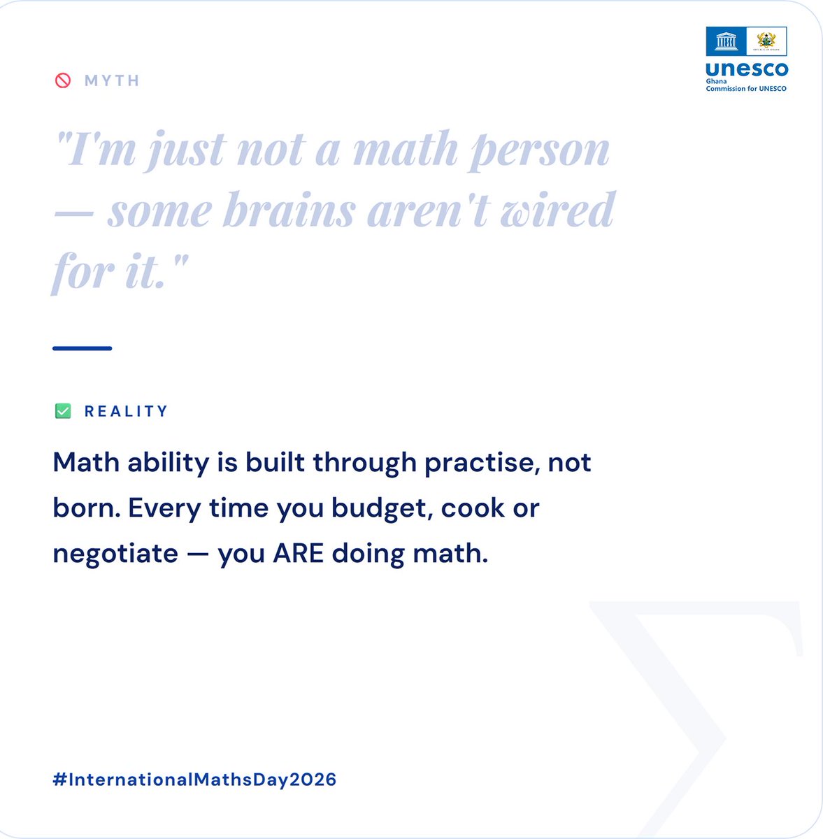 unescoghnatcom's tweet image. Have you ever thought you’re “not a math person”?

#internationaldayofmathematics #stemeducation 
#maths