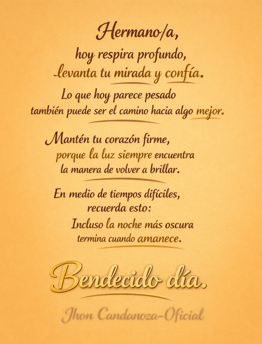 Hoy puede ser el comienzo de algo nuevo para ti. ✨
Si este mensaje llegó a tu corazón, compártelo para que también bendiga el día de alguien más. 🤝💛
#Dios
#Amén
#Reflexiones
#FeEnDios
#Motivación