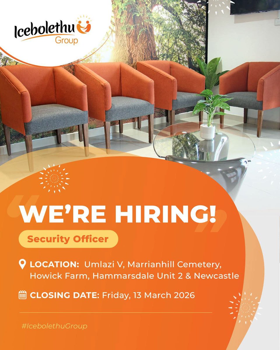 CarolBoitumelo1's tweet image. Icebolethu Group is hiring Security Officers for multiple locations. If you are committed, reliable, and ready to serve, we encourage you to apply.

To apply, click the link below:
icebolethugroup.co.za/careers/

#IcebolethuGroup
#WeAreHiring
#SecurityJobs