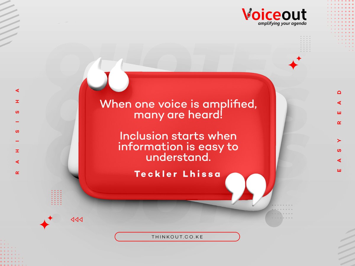 Amplify one voice, and every voice gets heard.  
#InclusionMatters  #ThinkoutAfrica #AmplifyChange #Voiceout