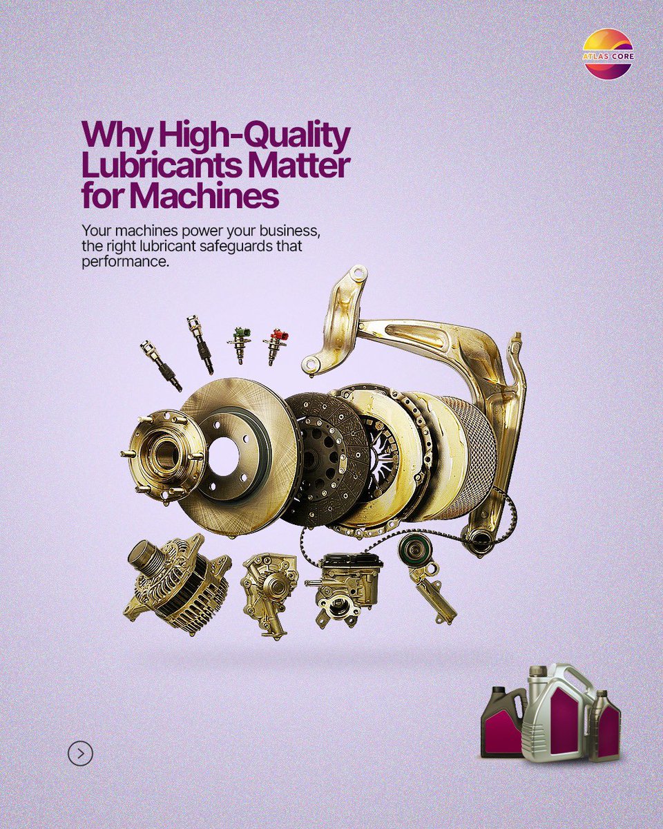 atlascoreenergy's tweet image. Performance is not accidental. It is engineered!

Protect your equipment today with high-performance lubricants.

#atlascoreenergy #lubricants #engineefficiency