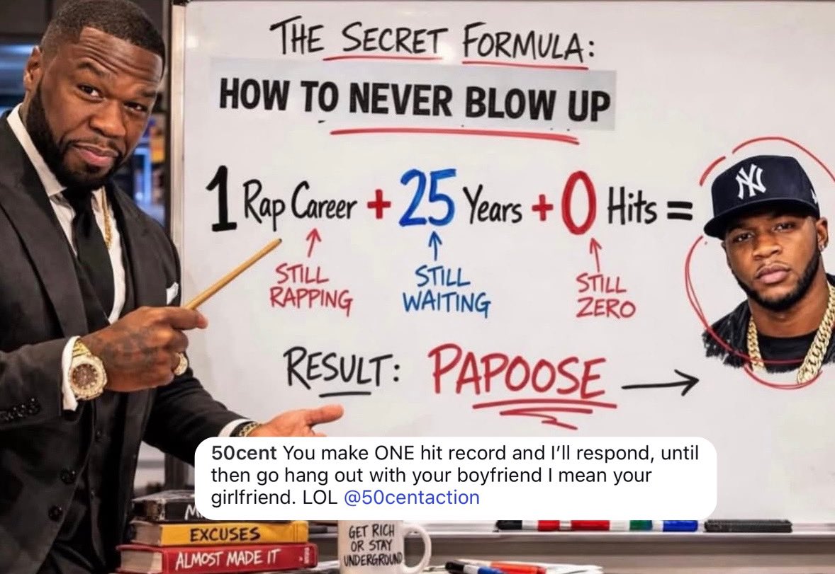 2Cool2Blog's tweet image. 50 Cent refuses to respond to Papoose musically until he makes a hit song in 2026
