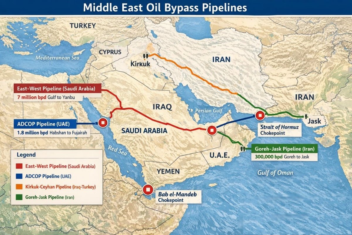 🚨🇸🇦🇦🇪 Saudi Arabia and UAE Activate Bypass Pipelines as Strait of ...