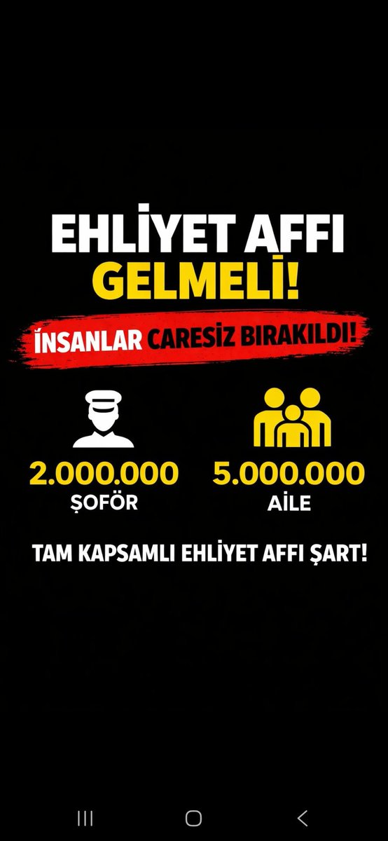 <a href="/sbitgen/">sbtg</a> <a href="/AzamGole49845/">Azam Gole</a> <a href="/TC_icisleri/">T.C. İçişleri Bakanlığı</a> <a href="/mustafaciftcitr/">Mustafa ÇİFTÇİ</a> <a href="/MHP_Bilgi/">MHP</a> Bir anlık hatam için ehliyetimi alıp beni işsiz bıraktığınızda, o evdeki çocukların okul masraflarını, biriken faturaları kim ödüyor? Adalet, cezalandırırken aileyi de cezalandırmak mıdır?
SüreCezamı ParayaÇevir 
#EhliyetimeDokunma