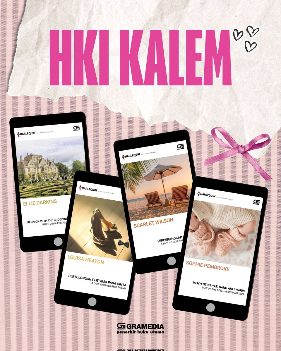 fiksigpu's tweet photo. Ini beberapa rekomendasi HKI heartwarming dari Mimin:
1. A Date with Her Best Friend (Louisa Heaton)
2. Baby on the Rebel Heir's Doorstep (Sophie Pembroke)
3. Reunion with the Brooding Millionaire (Ellie Darkins)
4. A Baby to Save Their Marriage (Scarlet Wilson)
#romance https://t.co/bcET3M8eEY