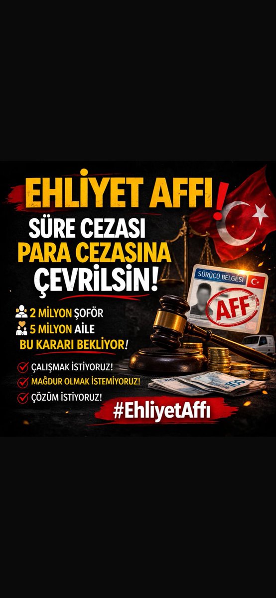 SüreCezamı ParayaÇevir işime döneyim çalışıp borçlarımı ödeyim
#EhliyetimeDokunma