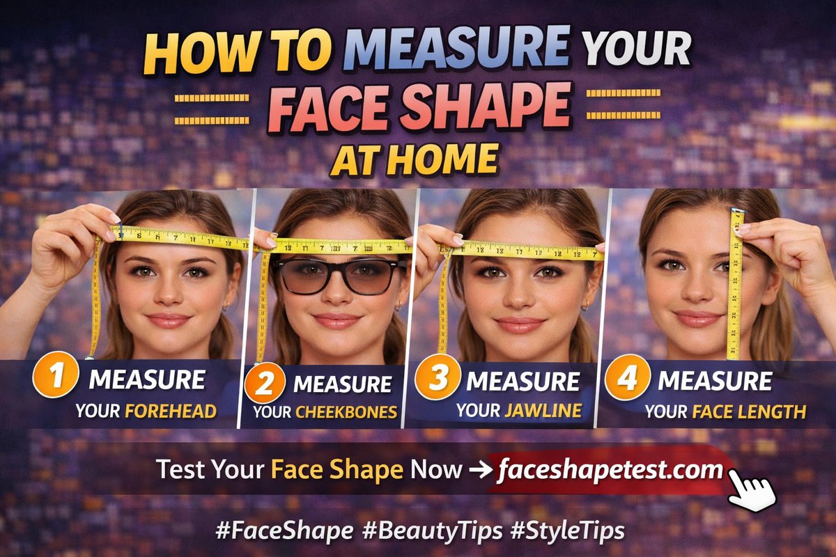 faceshapetest's tweet image. Want to know your face shape? 📏

Measure your forehead, cheekbones, jawline, and face length to find it easily.

Discover your face shape now 👉 faceshapetest.com

#FaceShape #BeautyTips #StyleTips