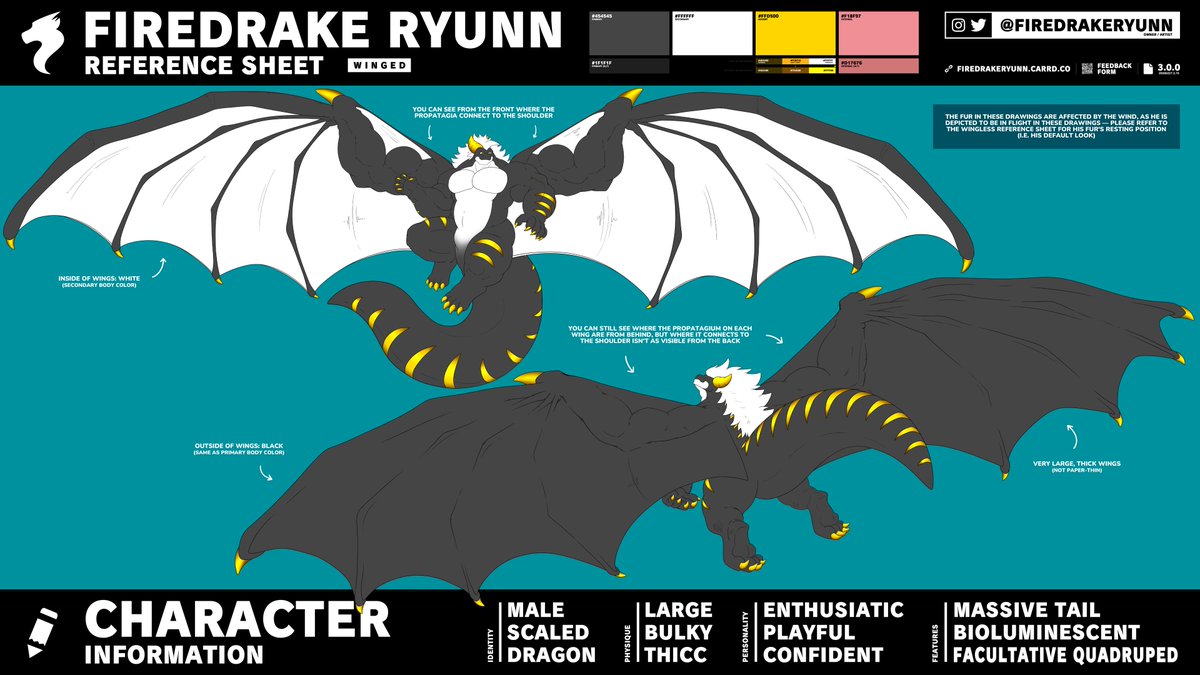 FiredrakeRyunn's tweet photo. Firedrake Ryunn | Reference Sheets
Version 3.0.0

BIG WINGS UPDATE 💪🐉

📝 Brand-new winged reference sheet!
📝 Incorporates speculative biology!
📝 Dynamic, playful poses nodding to grey areas of his semi-anthro anatomy!

🔗 https://t.co/nS65nHoNxm
🏷️ #furry #furryoc #furryart https://t.co/s4nUCnRBVJ