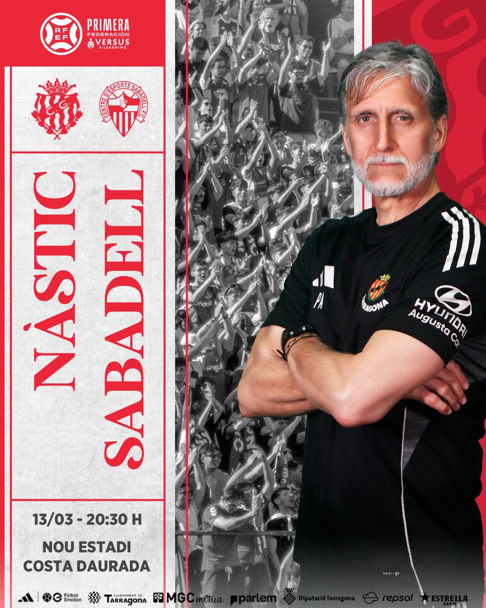 NASTICTARRAGONA's tweet photo. 🟥 𝐌𝐀𝐓𝐂𝐇𝐃𝐀𝐘 ⬜️

⚔️ Divendres de NOU ESTADI COSTA DAURADA🛡️ #NàsticSabadell 
 
#FEtsdeFerro https://t.co/I4BONaAJjs
