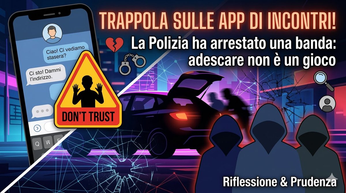cicalonesimone's tweet photo. TRAPPOLA SULLE APP DI INCONTRI: 3 ARRESTI A ROMA LA BANDA DEGLI OMOFOBI.
Usavano le app di messaggistica per attirare le vittime, ma l'appuntamento galante era un’imboscata brutale. La Polizia di Stato ha arrestato tre giovani (un 23enne e due 22enni) accusati di rapine seriali ed estorsioni con l’aggravante omofoba.
📉 La dinamica "horror"
Il copione era sempre lo stesso:
1. L’adescamento: Il "front man" contattava le vittime su piattaforme che garantiscono l’anonimato.
2. L'agguato: Una volta arrivati sul posto, i complici sbucavano fuori dal bagagliaio dell'auto.
3. La violenza: Le vittime venivano picchiate a sangue (prognosi oltre i 20 giorni) e rapinate di oro e contanti.
4. Il ricatto: Per impedire le denunce, la banda minacciava di rivelare l'orientamento sessuale delle vittime ai familiari.
A completare il tutto erano gli insulti omofobi durante le violenze.
🔍 Come sono stati incastrati?
Nonostante l'uso di app che cancellano i dati, i criminali sono stati traditi da:
• Dettagli dell'auto usata per i colpi.
• Analisi dei tabulati telefonici.
• Coraggio delle vittime nei riconoscimenti.
L'indagine è partita grazie alla segnalazione di un'associazione LGBT, che ha unito i puntini su 9 episodi avvenuti tra febbraio e marzo 2023.
#cybercrime #appincontri #polizia #arresto  #lgbt