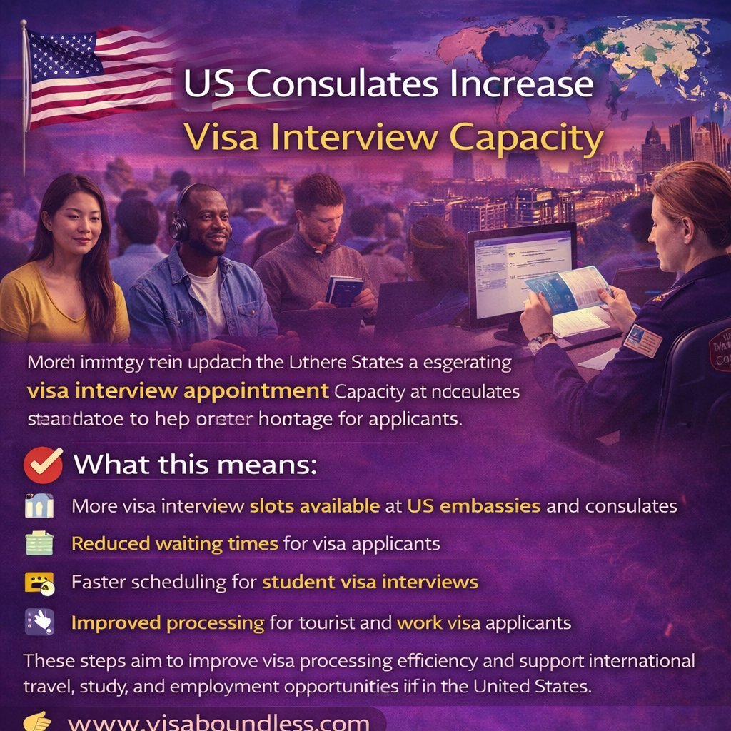 visaboundless's tweet image. 🇺🇸 US Consulates Increase Visa Interview Capacity

Important visa update! The United States is expanding visa interview appointment capacity at consulates worldwide to help reduce backlogs for applicants.
🌐 visaboundless.com
#USVisa #VisaInterview #USImmigration #Visa