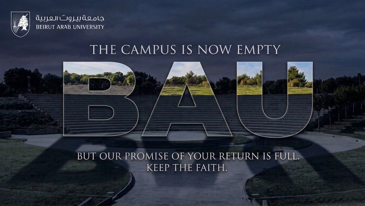 BeirutArabUni's tweet image. Our campus will once again echo with the voices of its people. Stay safe, stay strong.

#beirutarabuniversity #bau #campus #community