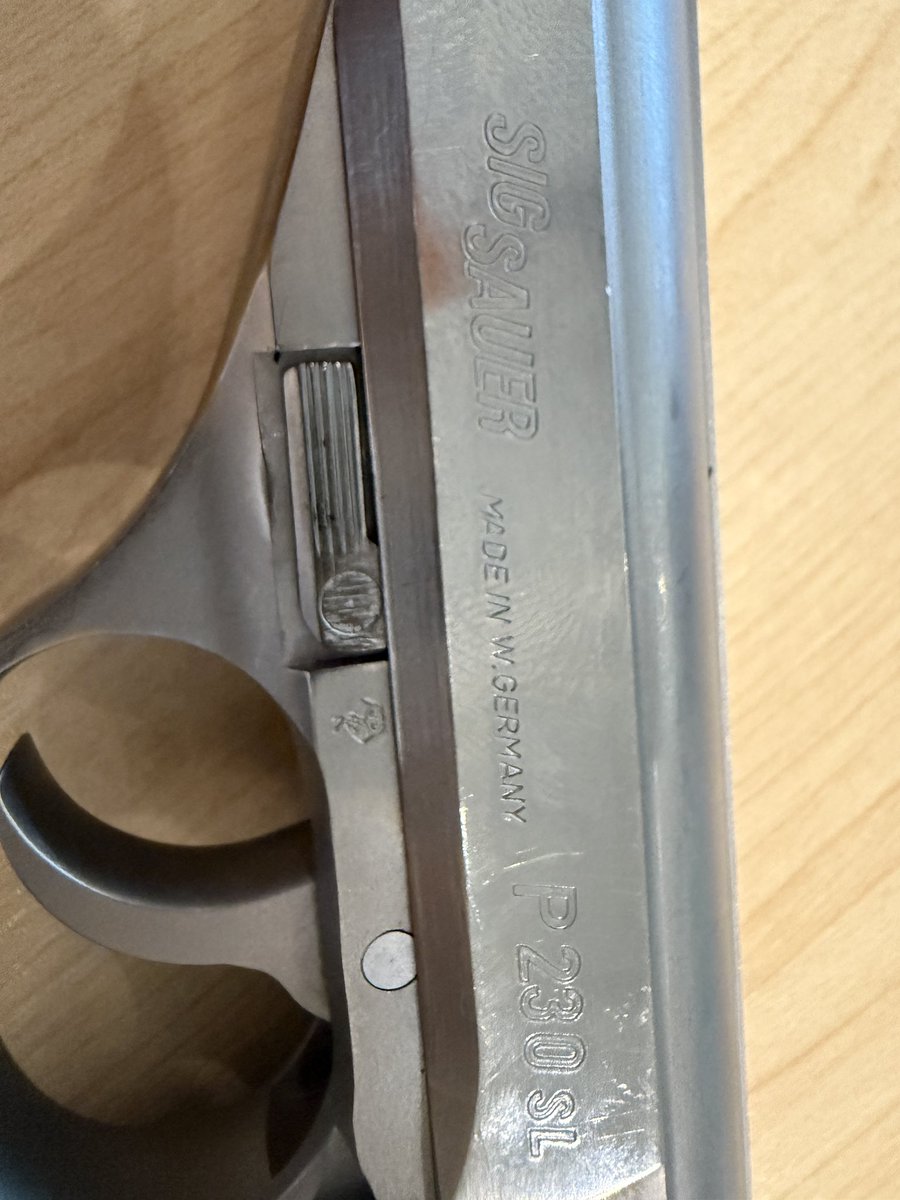 GunweebJimmy's tweet photo. Grace’s Handgun from RE9. 
SIG P230SL
(W.Germany made) https://t.co/2O9hPOlTMM