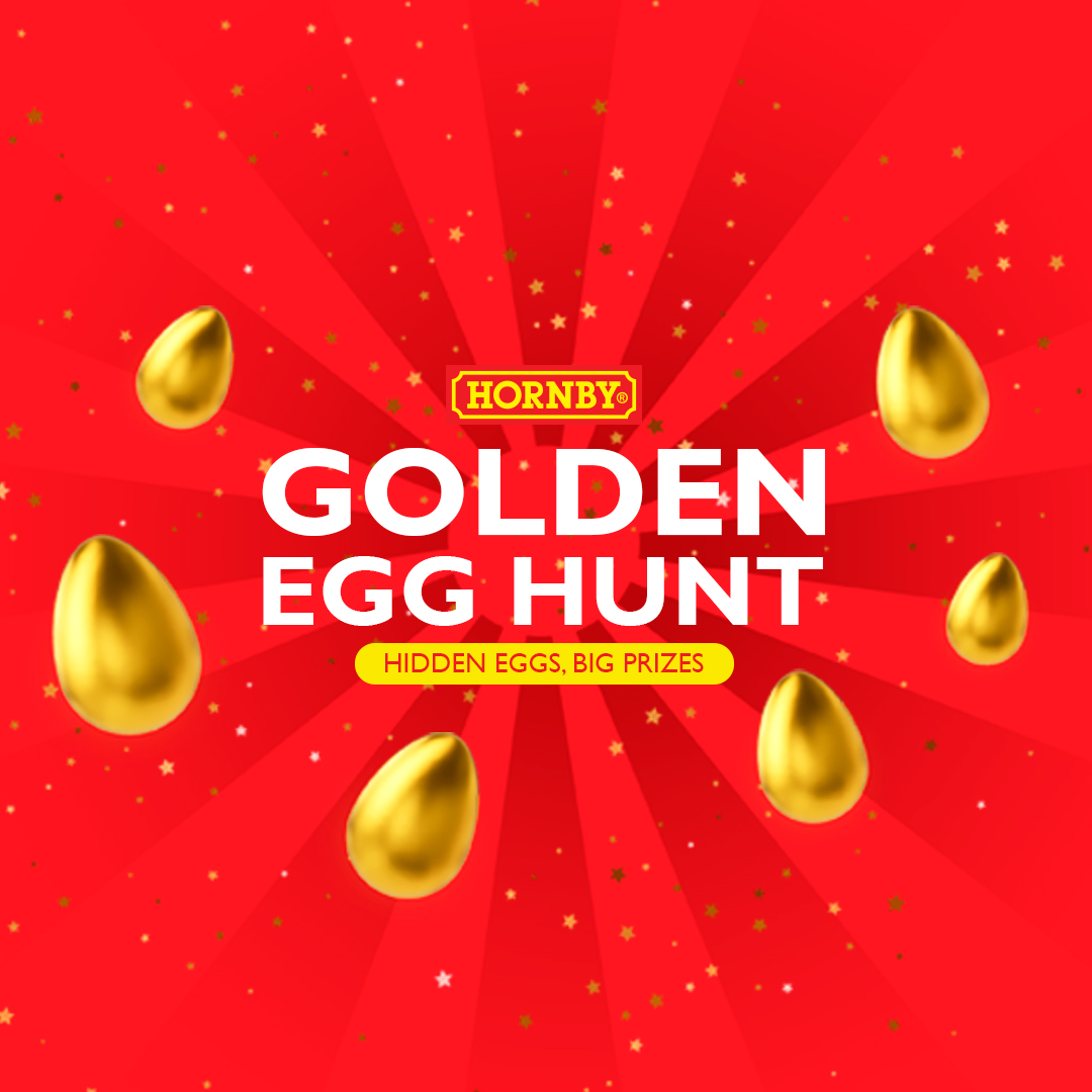 hornby's tweet image. The Hornby Golden Egg hunt is back for 2026 - will you find all six eggs?

Simply sign up before 20th March to get the clues to your inbox and be in with the chance to win a huge 50% discount code!

Enter here👉uk.hornby.com/egg-hunt 

#Hornby #Easter #Modelrailways