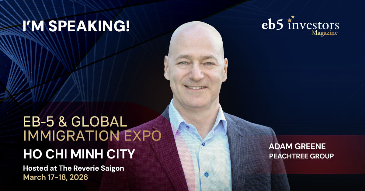 EB5InvestorsMag's tweet image. We are proud to announce that Adam Greene of Peachtree Group will be a speaker at our EB-5 Expo in Ho Chi Minh City, Vietnam, on March 17-18, 2026! 
Book your tickets now:
eventbrite.com/e/2026-eb-5-gl…
#eb5 #eb5visa #eb5program #eb5investor #invest #usa #visa #vietnam #hochiminhcity