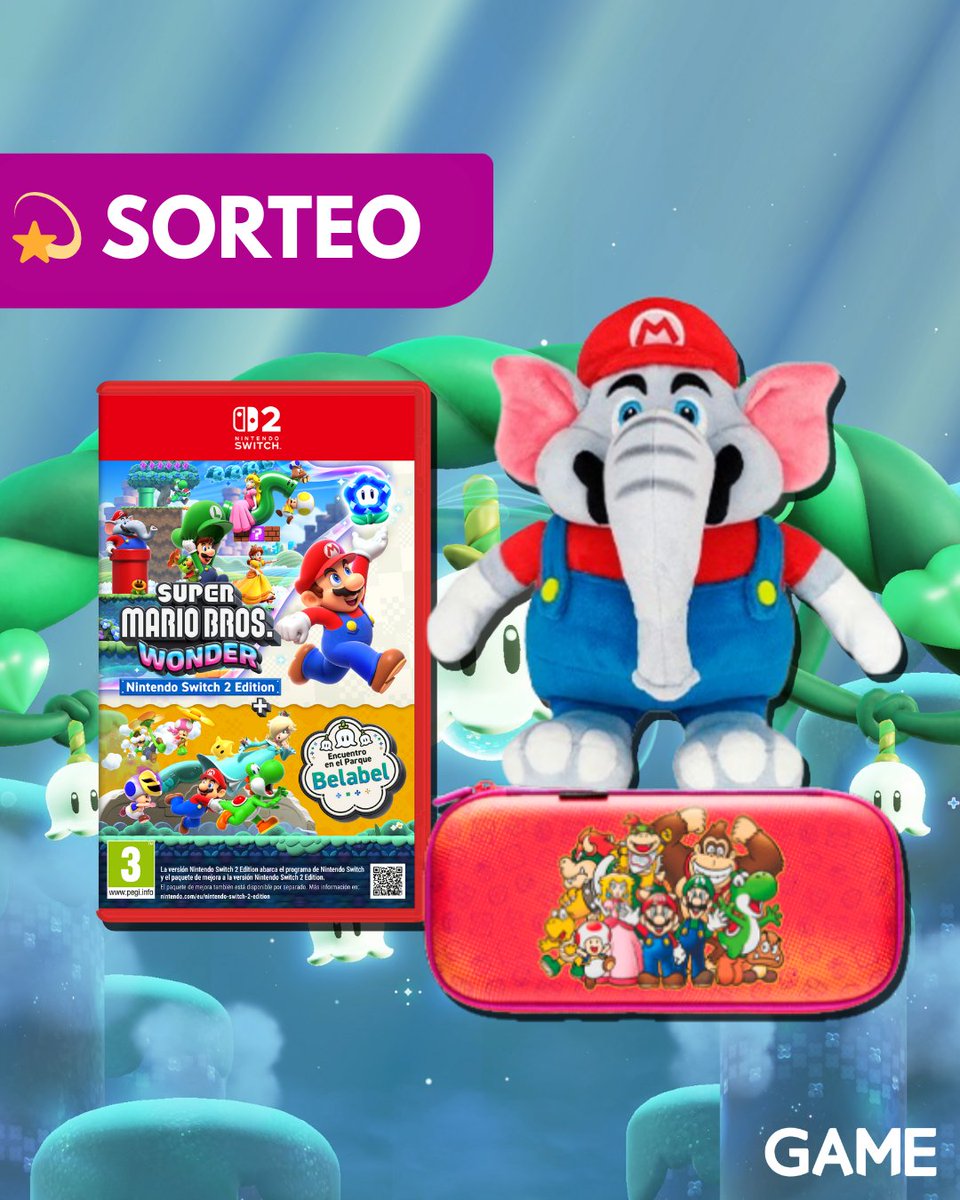 🐘 ¡Sorteamos 2 packs de SUPER MARIO BROS. WONDER - NINTENDO SWITCH 2 EDITION! Incluyen juego en formato físico, un peluche de Mario Elefante y una funda de Super Mario para Nintendo Switch 2.

🔁 REPOSTEA o CITA esta publicación.
👥 Sigue a @videojuegosGAME.
💬 Comenta y