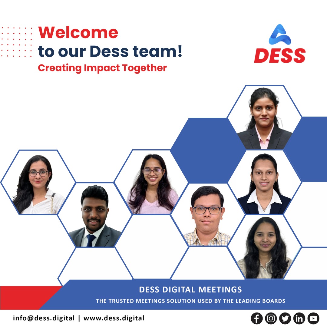 DessDigital's tweet photo. We’re delighted to welcome our new team members to Dess!
Excited to have fresh perspectives join us as we continue advancing digital governance.
Dess Digital Meetings – The Trusted Meetings Solution Used by the Leading Boards
#CorporateGovernance #BoardMeetings #DessDigital #Team https://t.co/86H91pzhPB