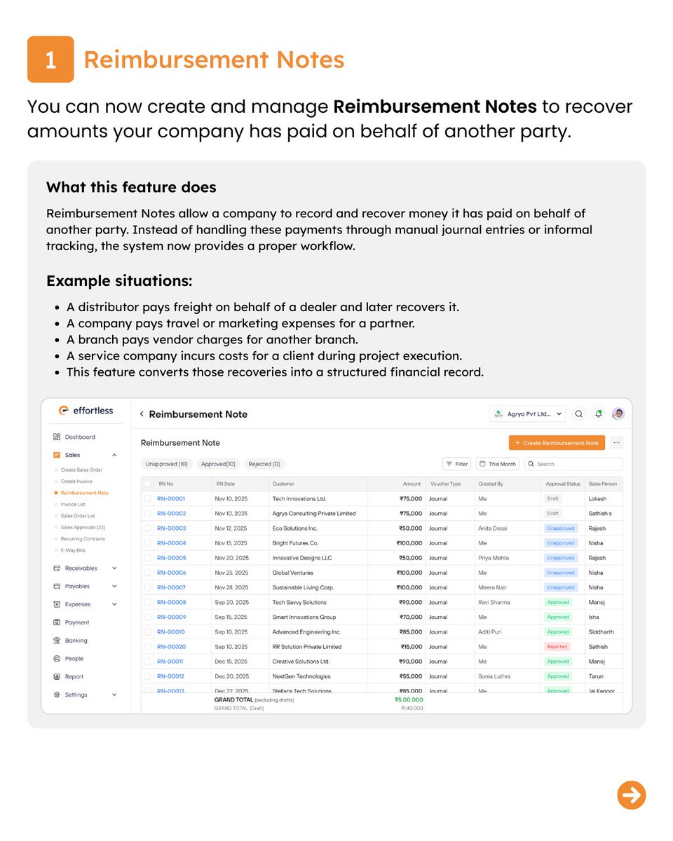 go_effortless's tweet photo. Effortless March Mid 2026 update is live.

✔ Reimbursement Notes workflow
✔ WhatsApp &amp; email sharing for Tally-synced invoices
✔ Powerful price list management
✔ Stability improvements across inventory, reports &amp; sync
More control. Faster actions.

https://t.co/F0lGQq4cxY https://t.co/Bc9CKYgP1U