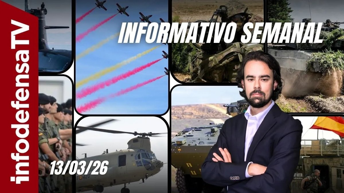Infodefensa's tweet photo. 🔴#Informativo | 📹 Esta semana en #InfodefensaTV: #Guerra de #Irán, donaciones de #España a #Ucrania y cúpula antiaérea #SkyDefender 👉🏼 ¡𝐃𝐚𝐥𝐞 𝐚𝐥 𝐩𝐥𝐚𝐲! ▶️ https://t.co/8L33dqxRm6🛡️  

📰 𝐍𝐨𝐭𝐢𝐜𝐢𝐚 𝐜𝐨𝐦𝐩𝐥𝐞𝐭𝐚: https://t.co/povgR8ADud 

@defensagob | @airbus | @EjercitoAire | @Armada_esp | @Indracompany | @thalesgroup | @unvex_ | @EjercitoTierra 

#FuerzasArmadas #Ejércitos