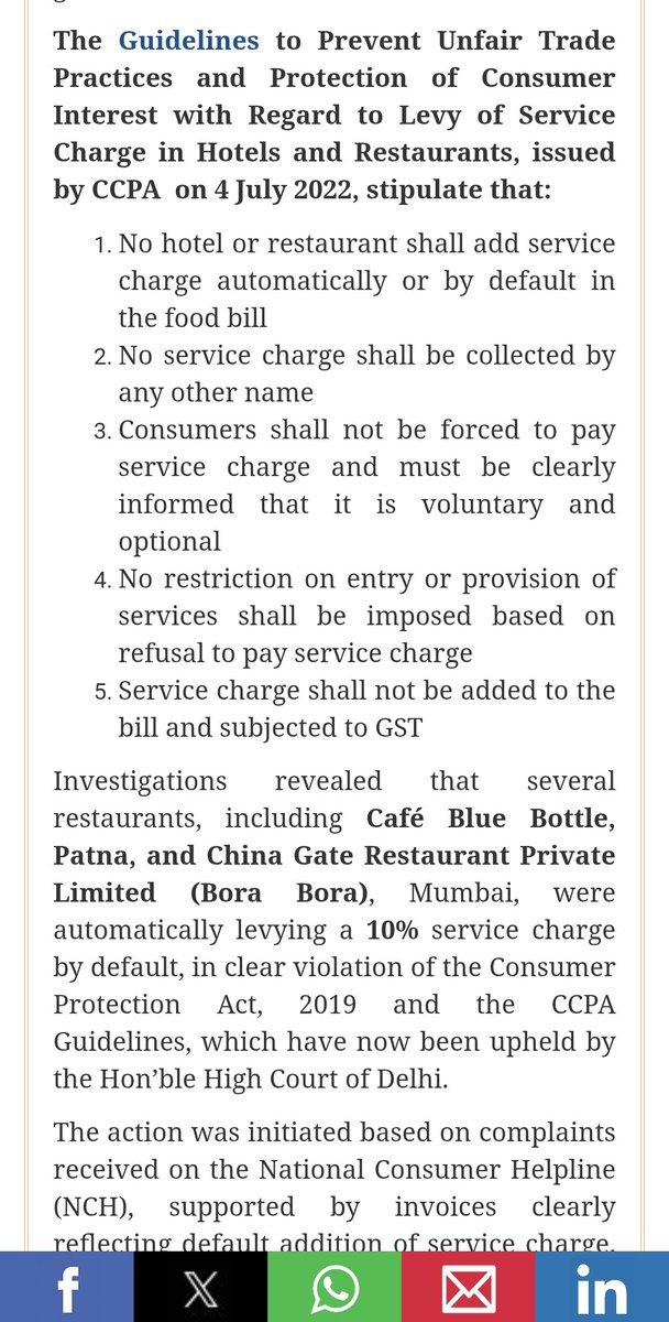 ranujainrj's tweet photo. Charging any service charge under names like “staff contribution” is illegal. Restaurants cannot add it to the bill without the customer’s consent.

Yesterday at Punjab Grill, CP, this charge was added to my bill without informing me.  1/2 https://t.co/J6CZGrr9pb