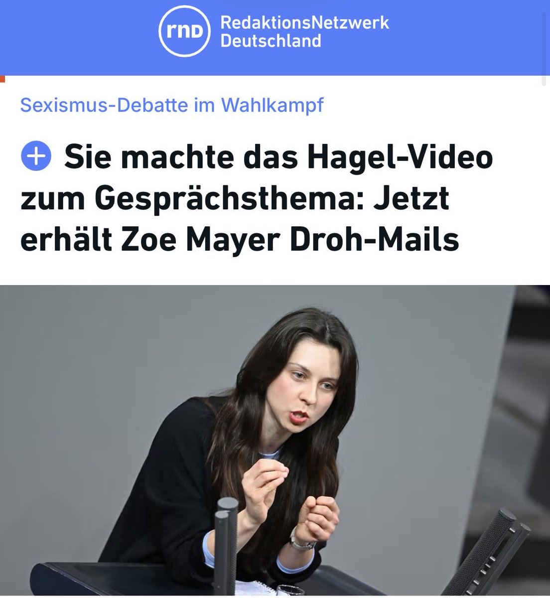 Wenn ein Politiker nicht will, dass etwas veröffentlicht wird, sollte er es nicht öffentlich sagen. Hagel war 2018 schon Generalsekretär. Zu debattieren, ob Zoe Mayer veröffentlichen darf, was eh öffentlich war, ist absurd. Gerade von der CDU, Expertin für echte Schmutzkampagnen.