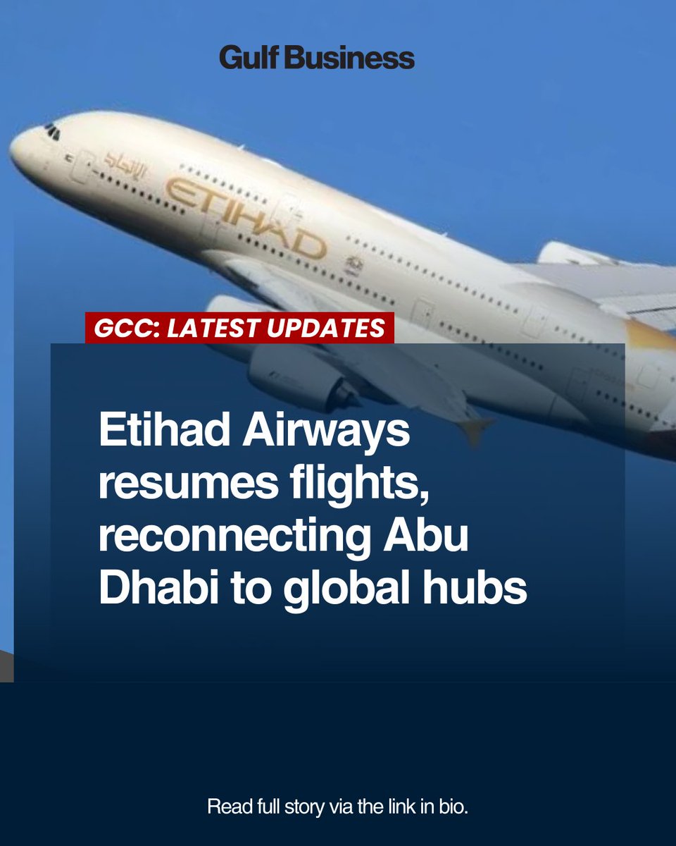 GulfBusiness's tweet image. Travellers with existing bookings will be accommodated promptly, and new tickets are now available online

Read on: gulfbusiness.com/live-updates-e…

#EtihadAirways #AbuDhabiFlights #GlobalTravel #BusinessTravel #AirlineUpdates #TravelNews #AviationIndustry #FlightResumption #TravelSmart