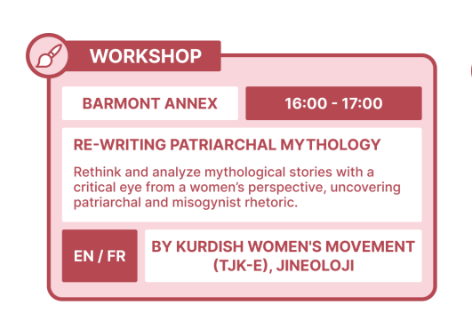JineolojiCenter's tweet photo. Find the whole program and our workshop here:
https://t.co/TOLucV9HWY

There will be a workshop about "Re-writing Patriarchal Mythology" in english on Friday at 4 PM at the Barmont Annex of the Arenberg Theatre in Antwerp.
...or we will meet at our info table 📖♀️✌️ https://t.co/o6fQI5IY24