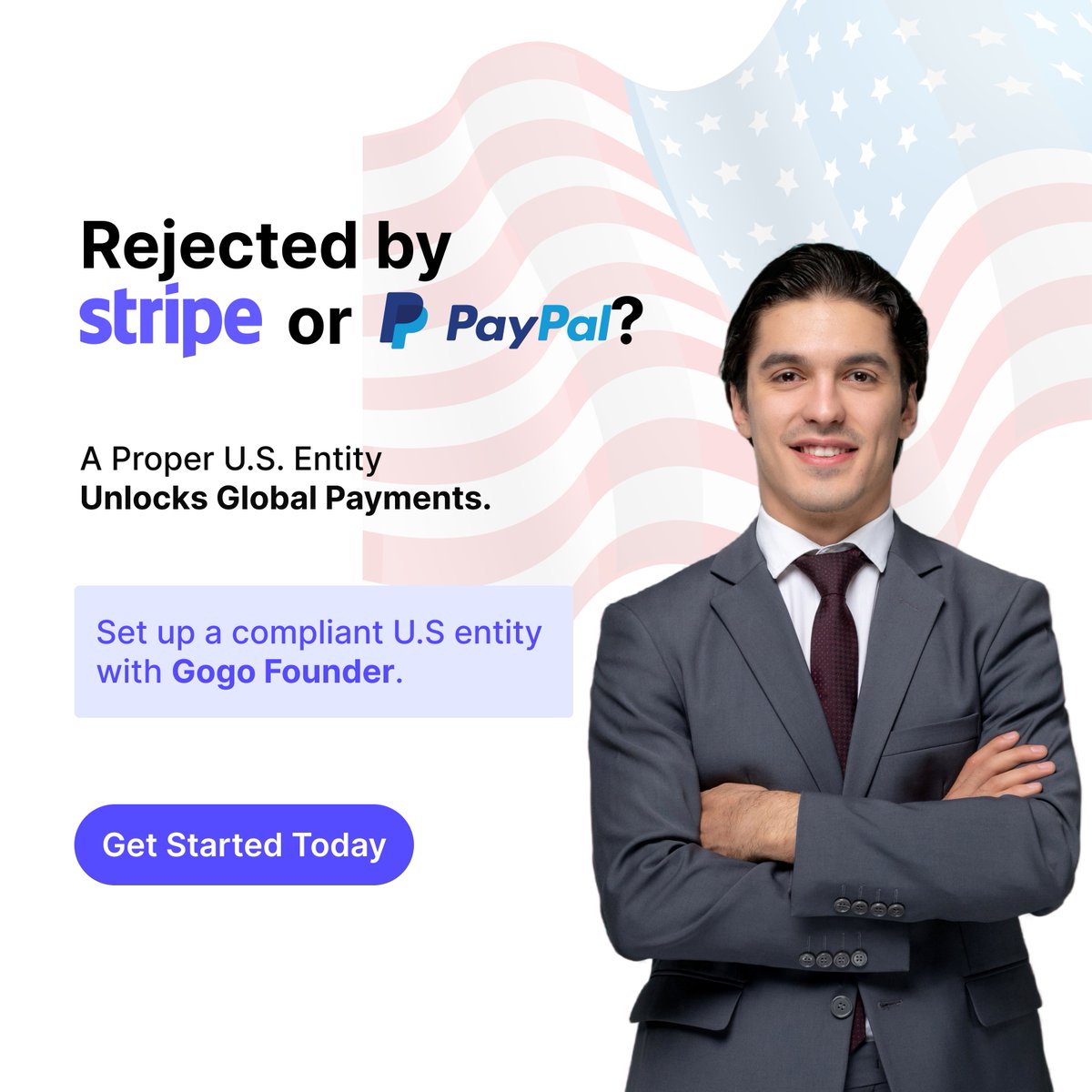 founderyusa's tweet photo. Why do global founders get rejected by Stripe and PayPal? The problem usually isn't your business. It's your business structure.

GoGoFounder sets up your compliant U.S. entity so you can start accepting payments globally. Link in bio 👇 https://t.co/Jrk7xGb90p