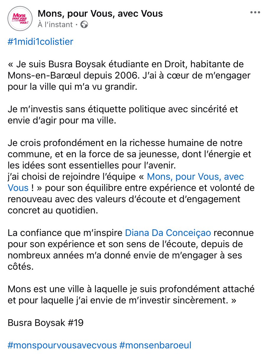 Monspourvous's tweet photo. #1midi1colistier - Busra Boysak #19 - #monspourvousavecvous #monsenbaroeul #Municipales2026 https://t.co/a9U8b5dYQA