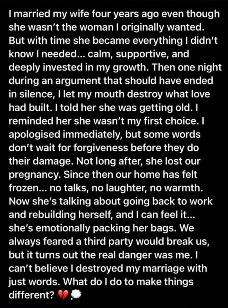 Mpumiln's tweet photo. Be careful of what you say to your spouse. Words cut deep 💔 https://t.co/eZO8WIILe0