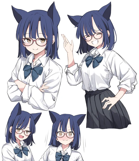 眼鏡と猫耳って最強だよな～って絵 色々妄想していることあるからマンガにするかもね
