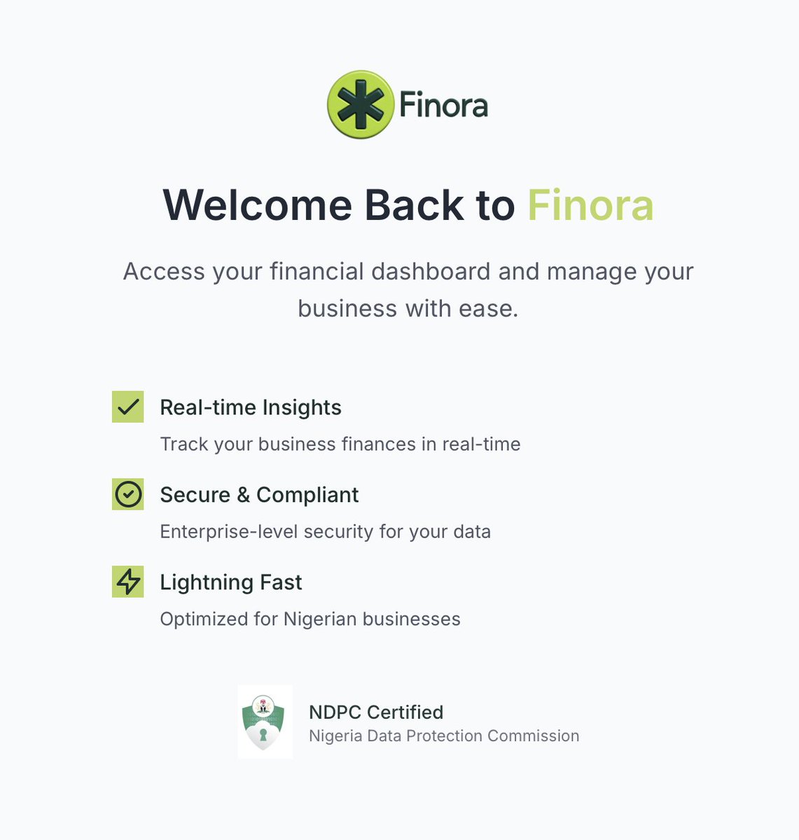 finorabusiness's tweet photo. NDPC Certified + Nigeria Tax Act 2025 Compliant. Get Finora Business. First 60 Days Free https://t.co/WD1QySbiAQ