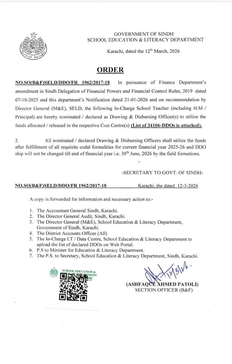 Minister Education & Literacy Government of Sindh tweet media