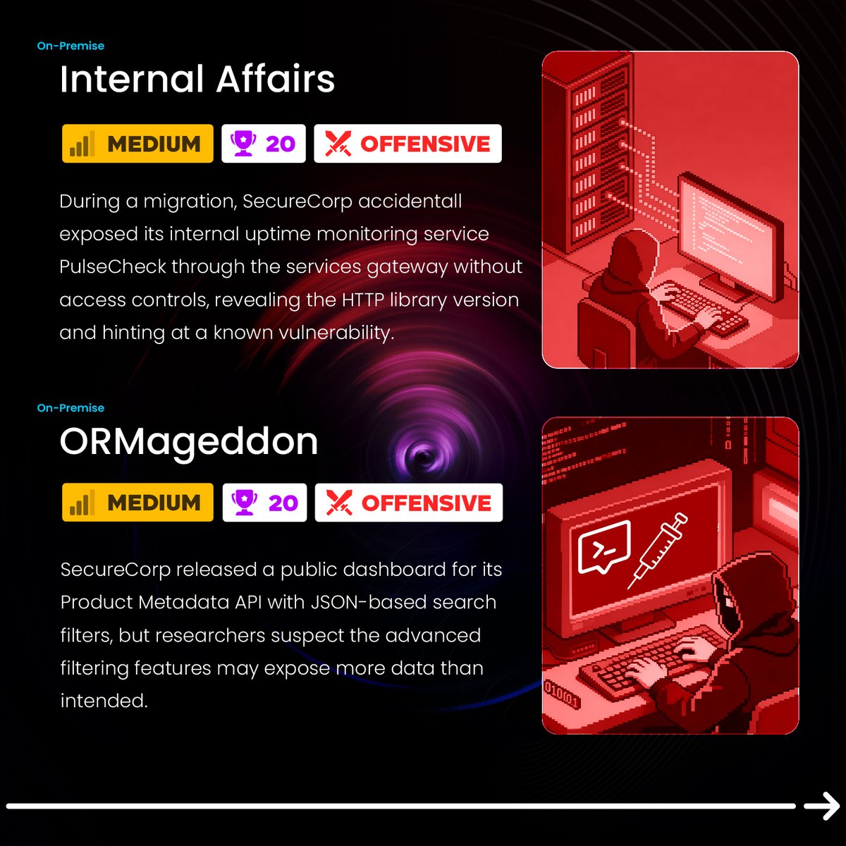 cyberwarfarelab's tweet photo. 🚨 New On-Premise Domain Challenges are live! Test your skills across 6 brand-new labs covering both Offensive ⚔️ and Defensive 🛡️ scenarios.

🏆 Earn points and sharpen real-world skills: https://t.co/6WSaSP3NuO

#CyberSecurity #InfinityPlatform #CWL https://t.co/CcFiHZuZB4