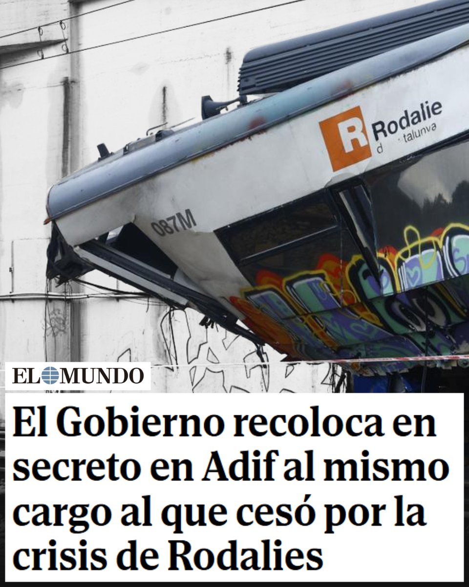El 20 de enero, un accidente de Rodalies en Gélida por el mal estado de la infraestructura acabó con la vida del maquinista, un joven de 28 años.

Para evitar que Óscar Puente asumiese responsabilidades hicieron el paripé de cesar a un cargo intermedio.

Ya está recolocado.