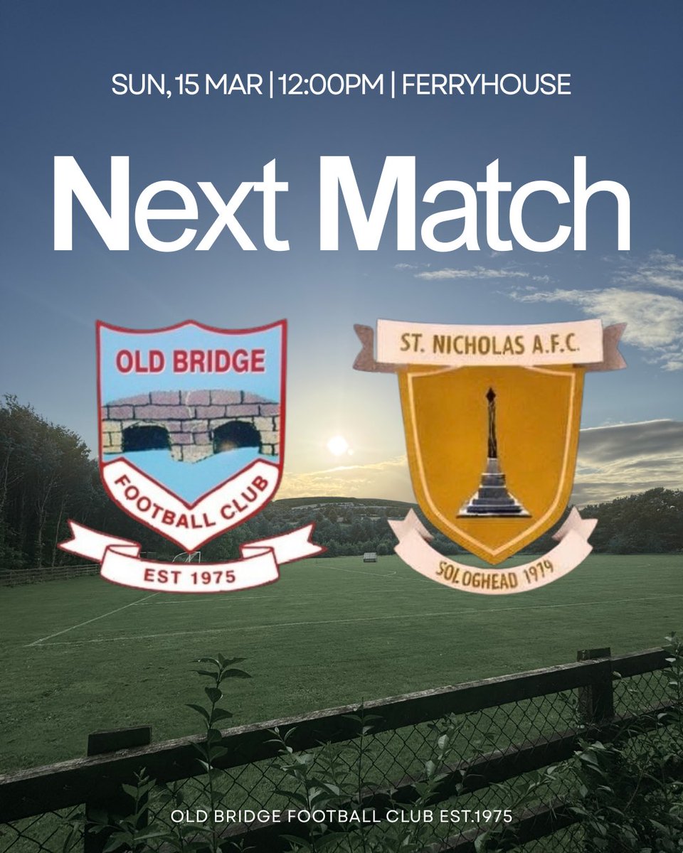 oldbridgefc's tweet photo. TSDL DIVISION 2

🆚 St. Nicholas AFC
📅 15th March
⌚️ 12pm
🏟️ Ferryhouse https://t.co/FqzOBR1gRk