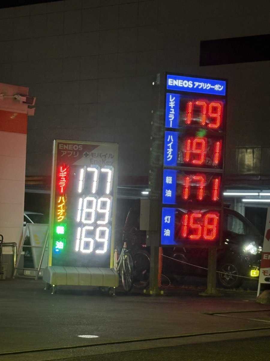 本日のガソリン価格
まじたけぇ
