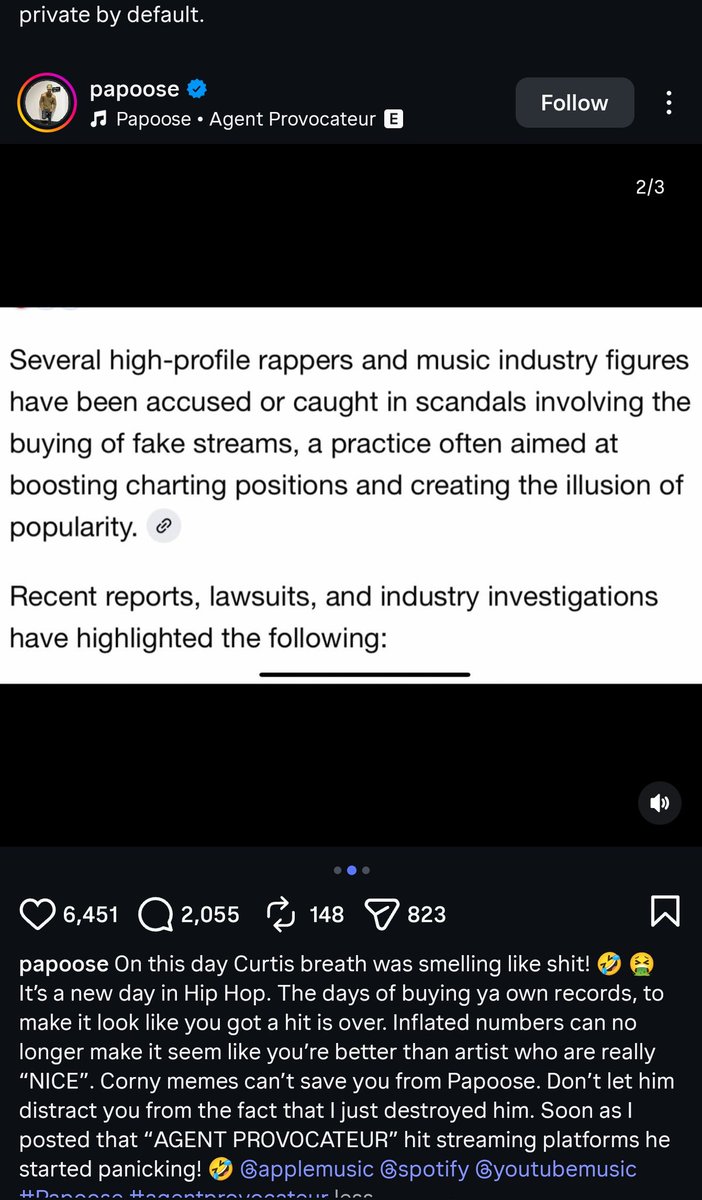 AINTNOSYMPATHY's tweet image. Idk Fake streams might be what Papoose needs. He should look at this as advice.